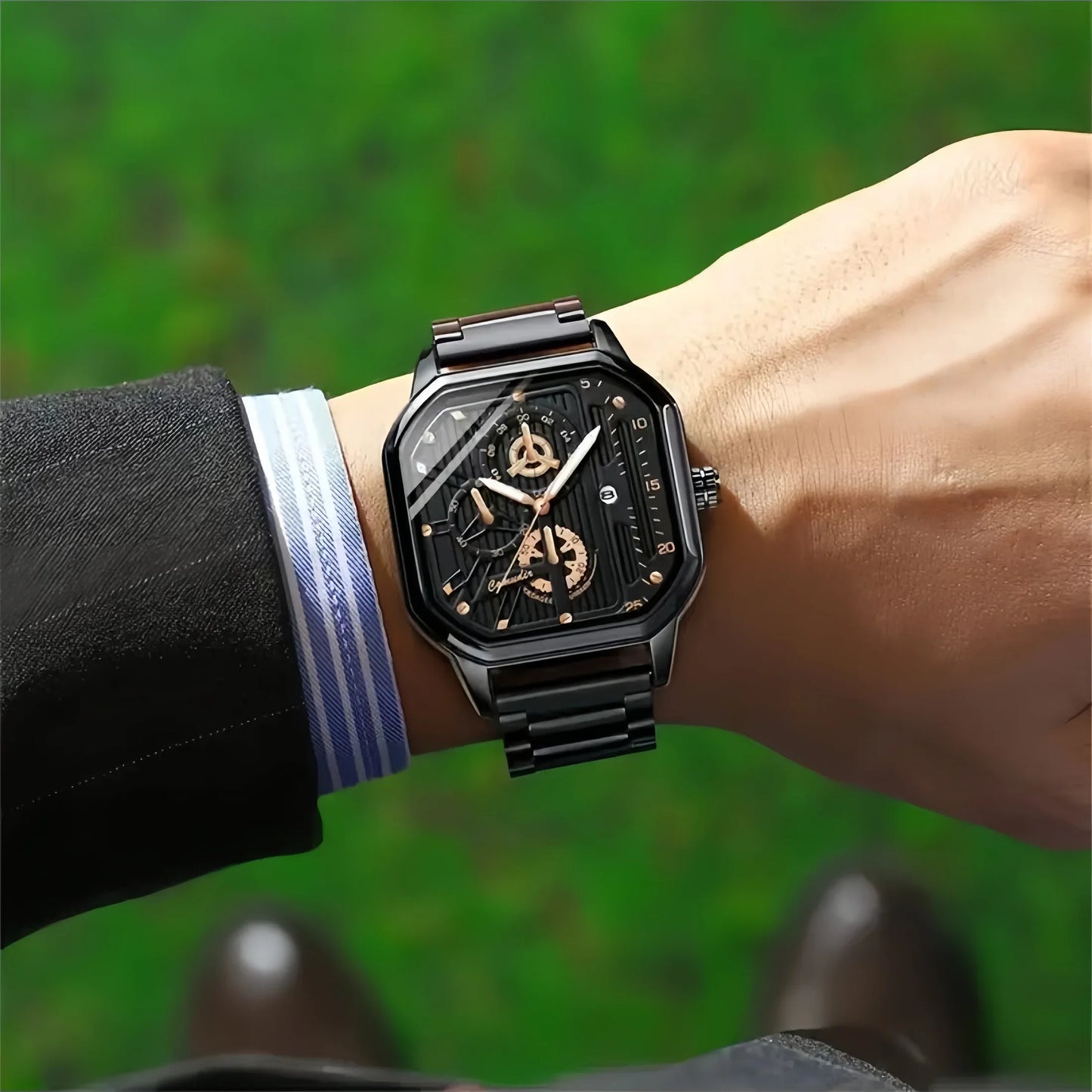 Curren - Montre Homme Acier Noir Élégant