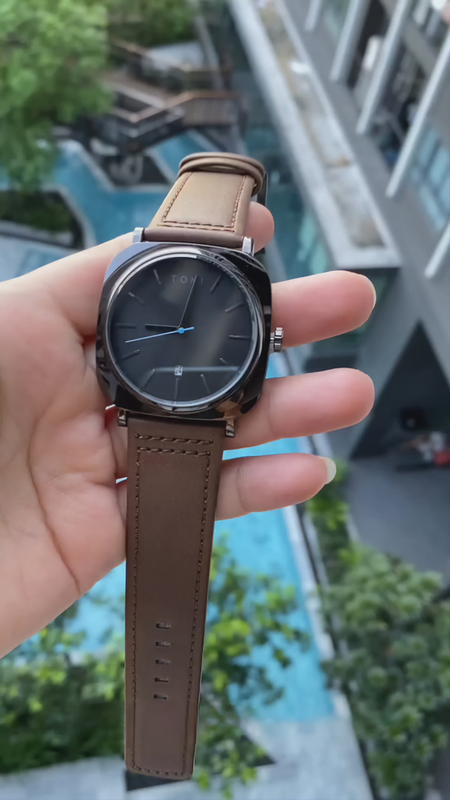 BOGOSS® & TOMI™ - ORIGINAL - BRACELET CUIR -Montre homme TOMI T-084 à quartz avec date et bracelet en cuir