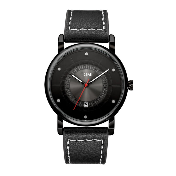 BOGOSS® & TOMI™ - ORIGINAL - BRACELET CUIR -Montre-bracelet à quartz pour homme TOMI T-033 avec date