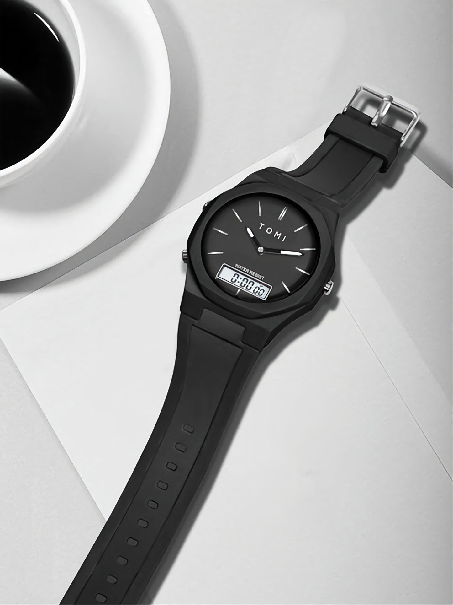 BOGOSS® & TOMI™ - ORIGINAL - BRACELET CUIR -Montre de sport TOMI T-238 à double fuseau horaire