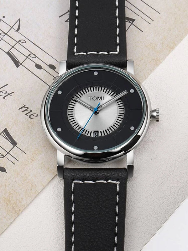 BOGOSS® & TOMI™ - ORIGINAL - BRACELET CUIR -Montre-bracelet à quartz pour homme TOMI T-033 avec date