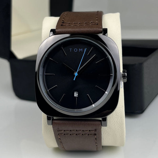 BOGOSS® & TOMI™ - ORIGINAL - BRACELET CUIR -Montre homme TOMI T-084 à quartz avec date et bracelet en cuir