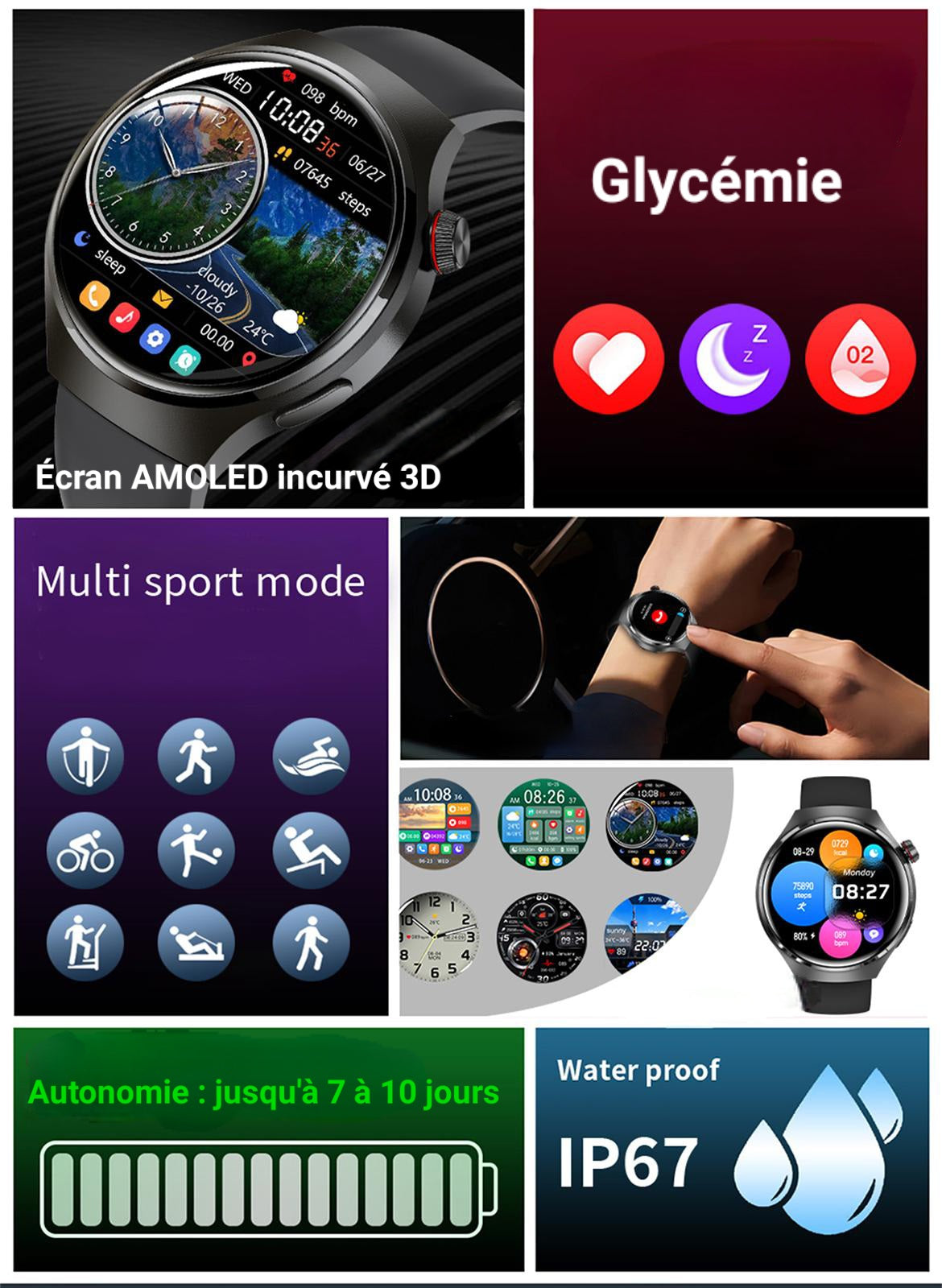 BOGOSS- Smartwatch Contrôle Glycémique reff-001