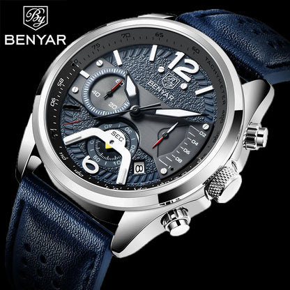 BENYAR Homme, chronographe , Technologie LUMINOVA, dateur complet, chronograph