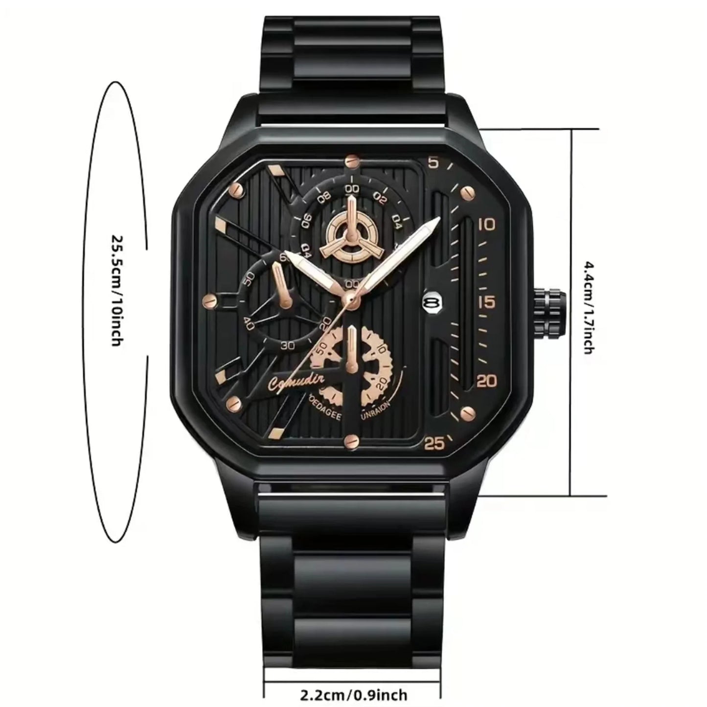 Curren 789- Montre Homme Acier Noir Élégant