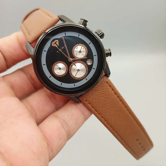 BOGOSS® & TOMI™ - ORIGINAL - BRACELET CUIR -Boutons de manchette et épingle à cravate de montre d'affaires de luxe TOMI T-603 S6 Series